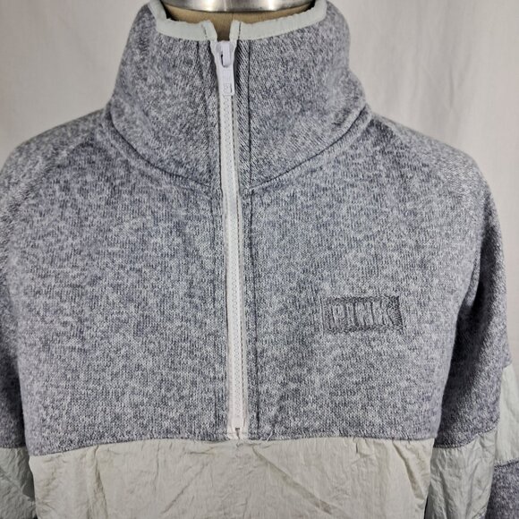 Victoria's Secret Pink Cropped Pullover Drawstring Fleece Small Heather Gray - Picture 7 of 11